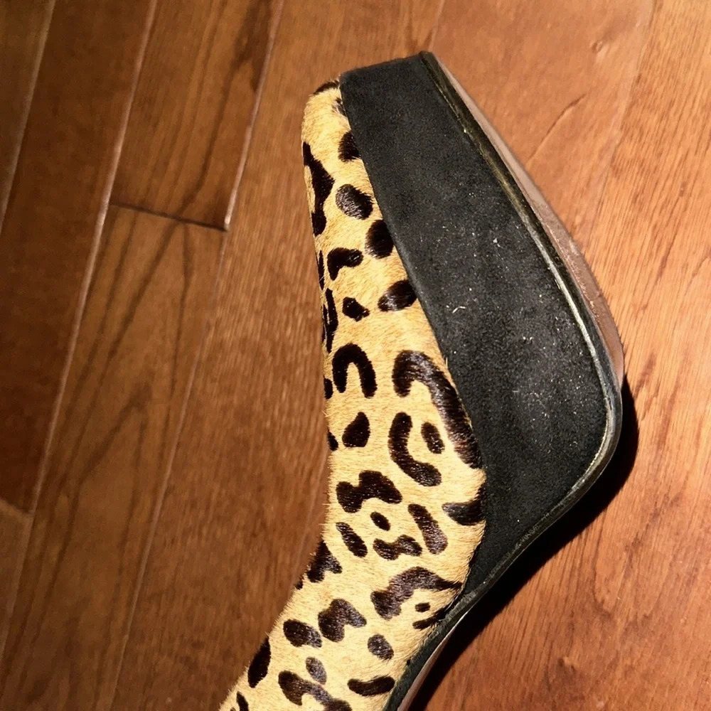 Zara calf hair leopard print Red Heel platform pumps Sz 41 - Picture 12 of 16